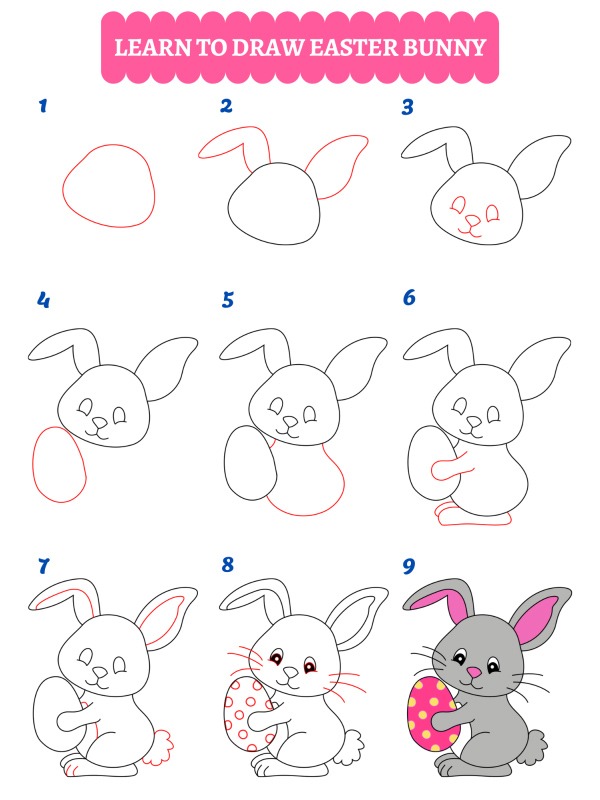 How to draw an Easter bunny