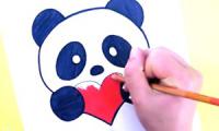 Draw panda with heart