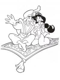 aladdin and yasmine on their carpet