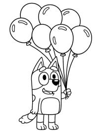 Bluey with balloons