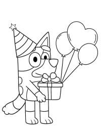 Bluey with a present