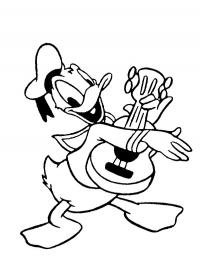 Donald Duck playing guitar