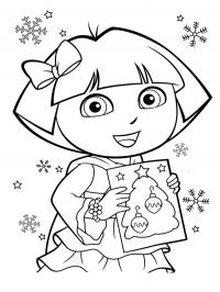 Dora with Christmas card