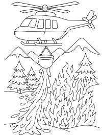 Helicopter extinguishes forest fire