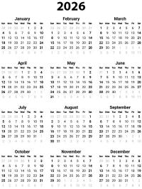 Printable Calendar 2026
