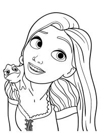 Chameleon on the shoulders of Rapunzel