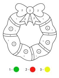 Christmas wreath colour by number