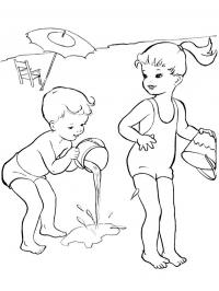 Kids play with water
