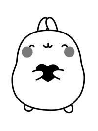 Molang holds a heart