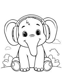 Elephant with headphones