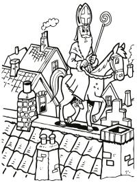 Horse with Saint Nicholas walks across the roof