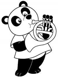 Panda plays trumpet