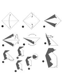 Folding penguin from paper