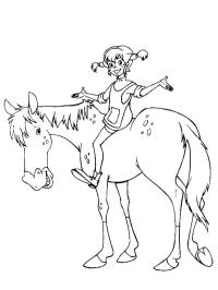 Pippi sits on the horse