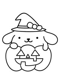 Pompompurin in a Halloween pumpkin