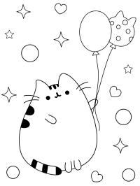 Pusheen with balloons