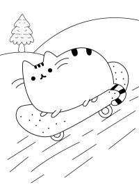 Pusheen with a skateboard