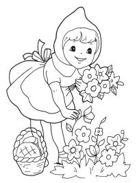 Little Red Riding Hood picks flowers
