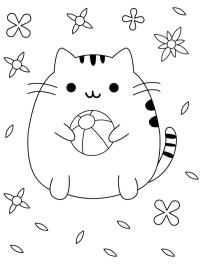 Cute Pusheen with a ball