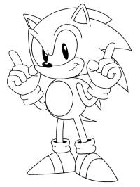 Sonic with fingers up in the air