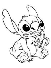 Stitch eating a banana