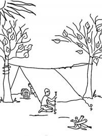 Setting up a tent
