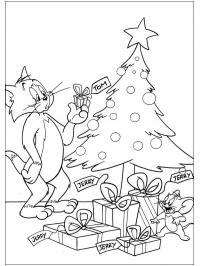 Tom and Jerry at the Christmas tree