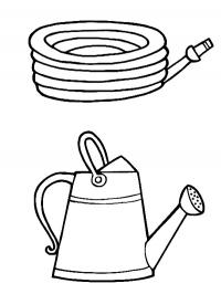 Garden Hose and Watering Can