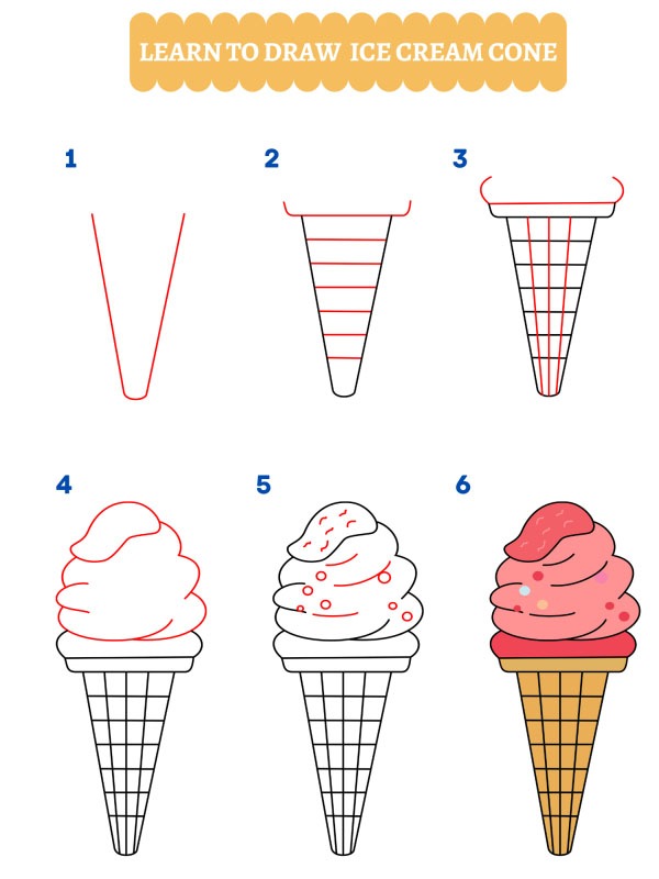 How to draw an ice cream cone