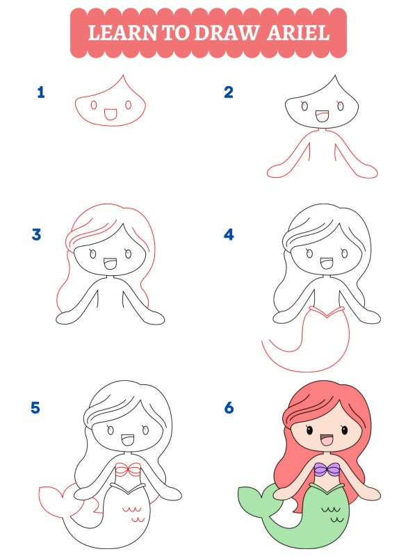 How to Draw Ariel The Little Mermaid