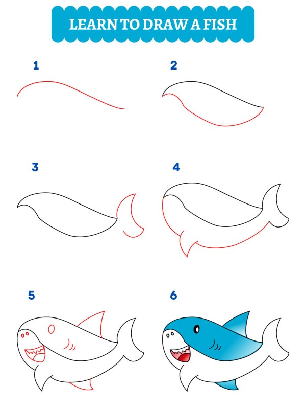 How to draw a shark