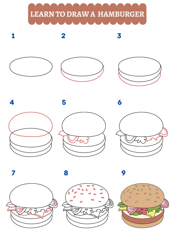 How to draw a burger