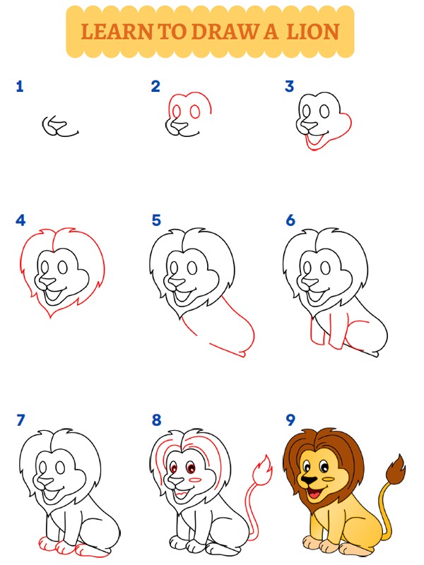 How to draw a lion