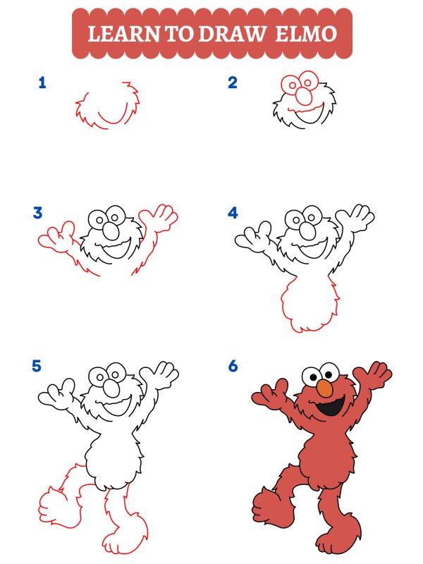 How to draw Elmo