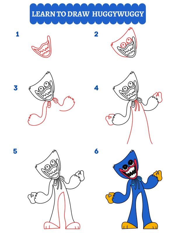 How to draw Huggy Wuggy