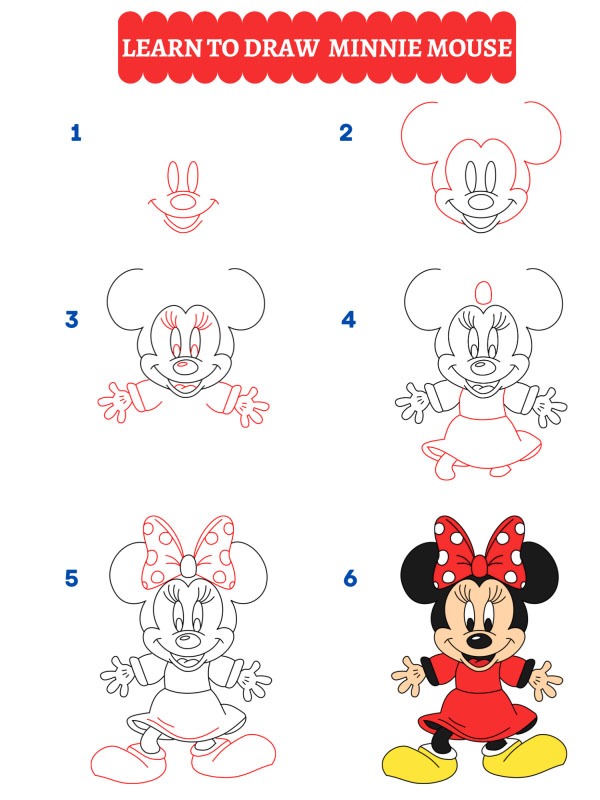 How to draw Minnie Mouse?