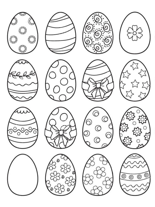 16 Easter eggs Coloring page