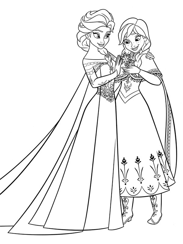 Elsa and Anna Coloring page