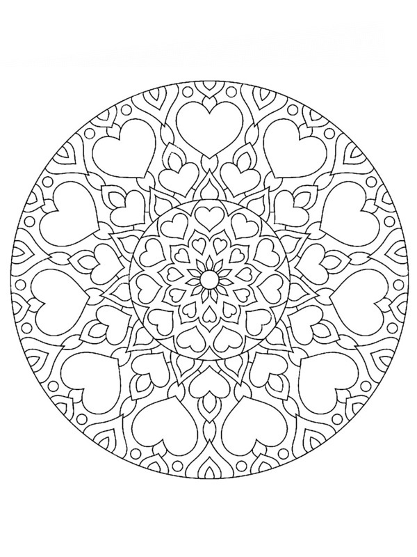 Heart mandala Coloring page