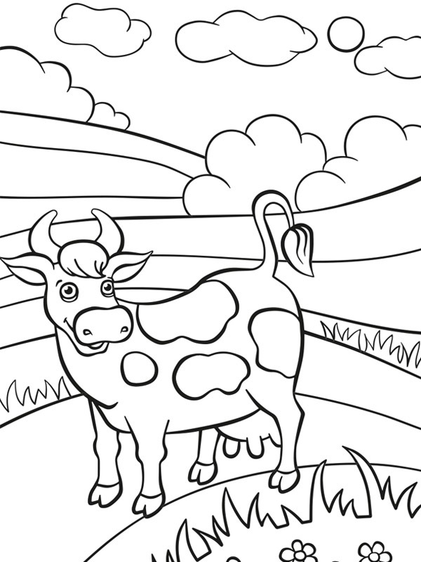 Cow in field Coloring page