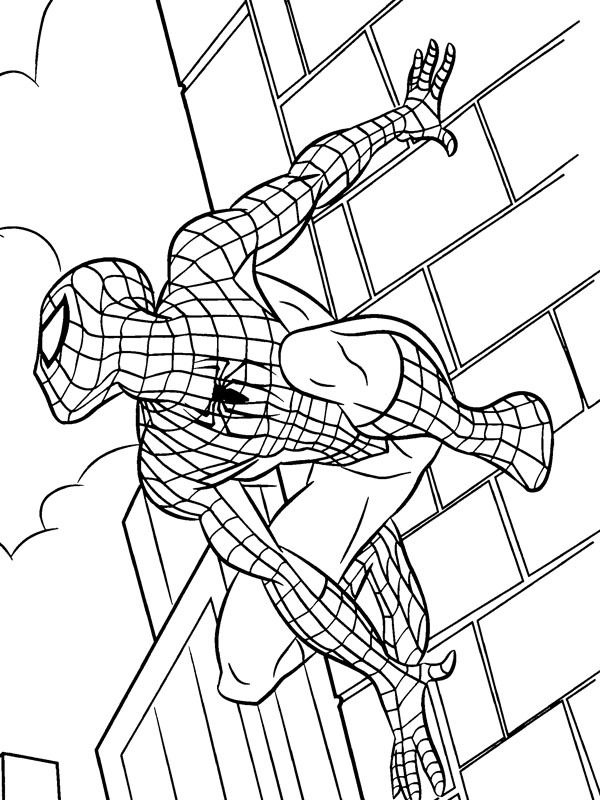 Spider Man climbs on building Coloring page Spider Man climbs on building Coloring page