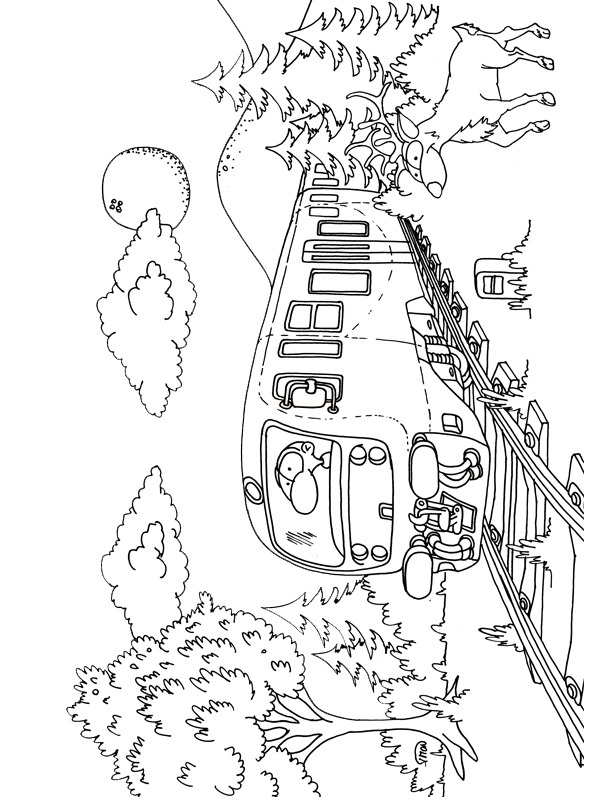 Train in the mountains Coloring page