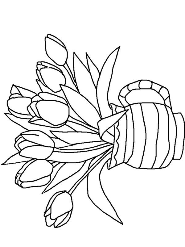 Tulips in a vase Coloring page