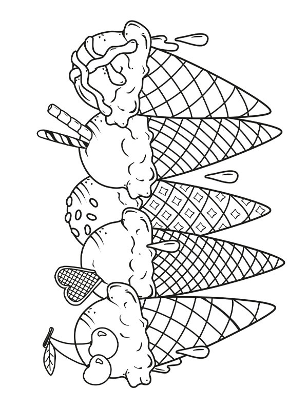 5 ice creams Coloring page