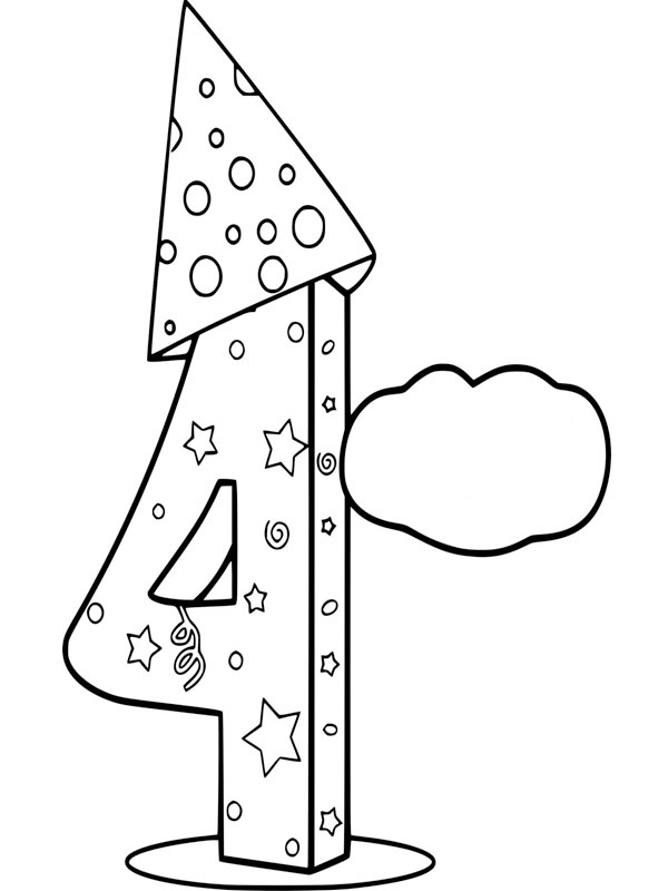 fourth birthday Coloring page