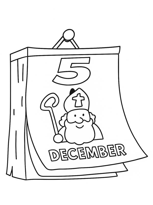 5th of December calendar Coloring page