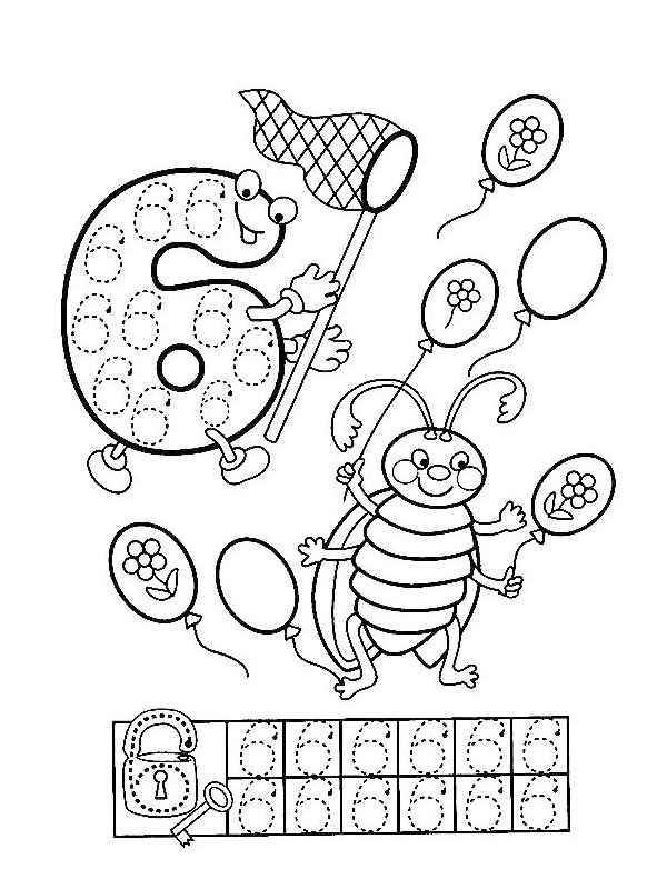Learn to write six Coloring page