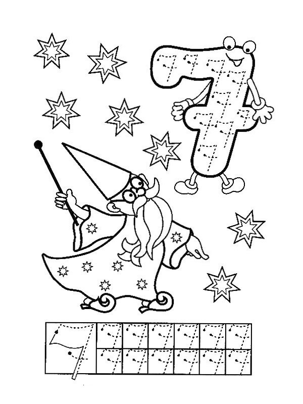 Learn to write seven Coloring page