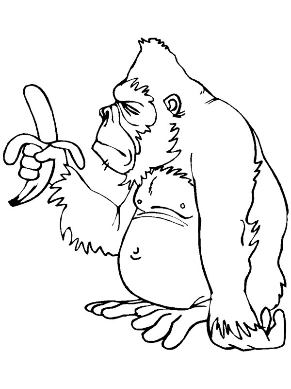Monkey with banana Coloring page