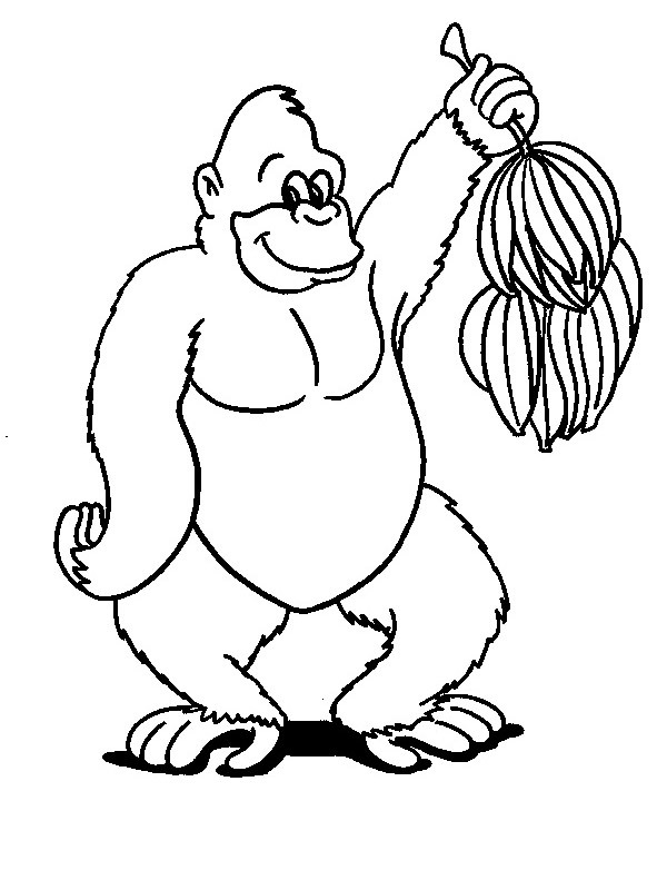 Monkey with banana's Coloring page